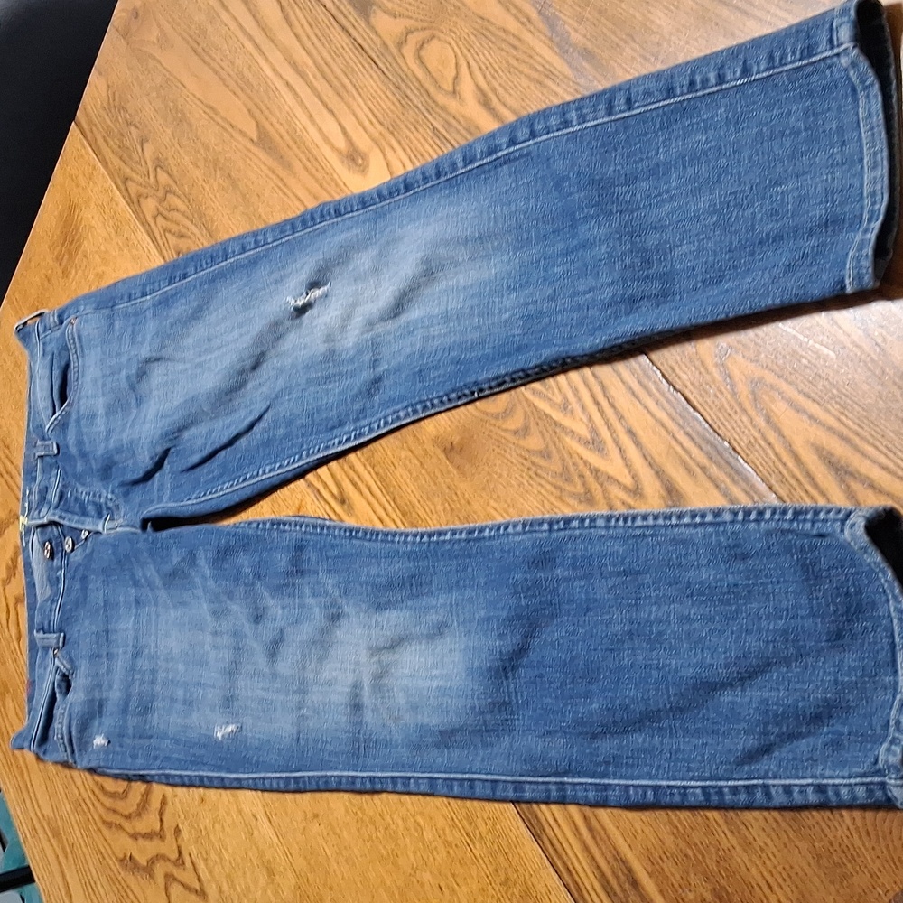 7 FOR ALL MANKIND Womens Jeans 27 BLUE Josefina Boyfriend BUTTON FLY Used Denim